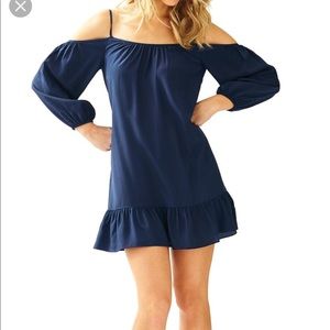 Lilly Pulitzer cold shoulder navy shift dress